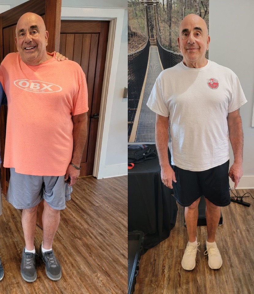 End Rezults Fitness male client transformation shown in two complete progress photos